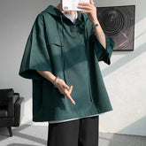 Drawstring Hooded Oversized T-Shirt